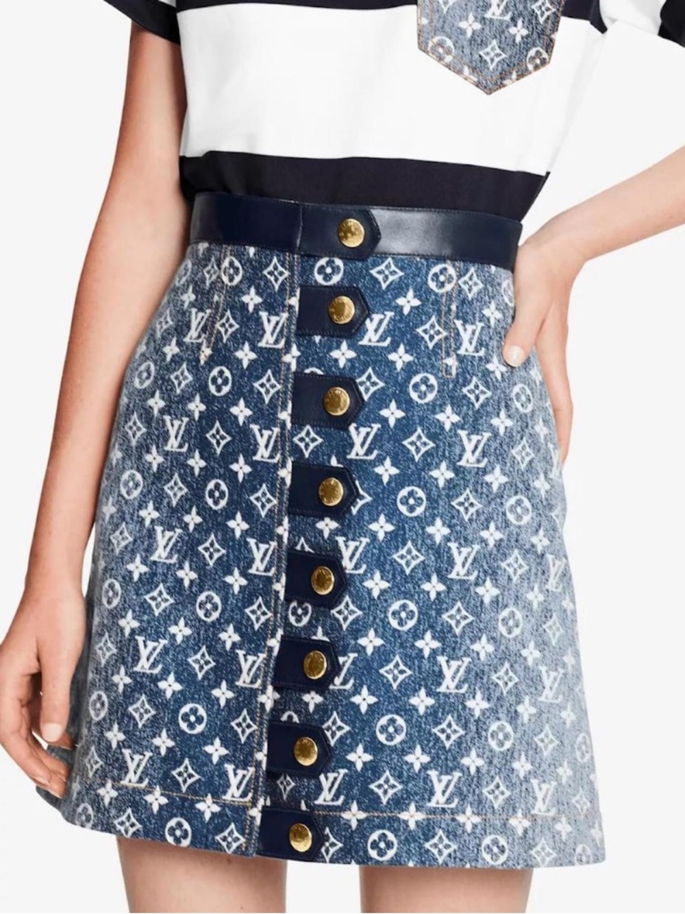 Monogram Denim A-line Jean skirt